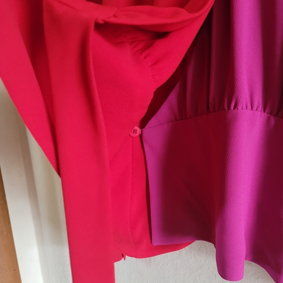 Bailey 44, Nina Color Blocked Wrap Top Blouse, Lipstick, Size 10 - Picture 10 of 14